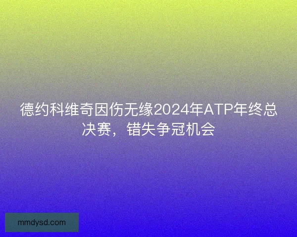 德约科维奇因伤无缘2024年ATP年终总决赛，错失争冠机会
